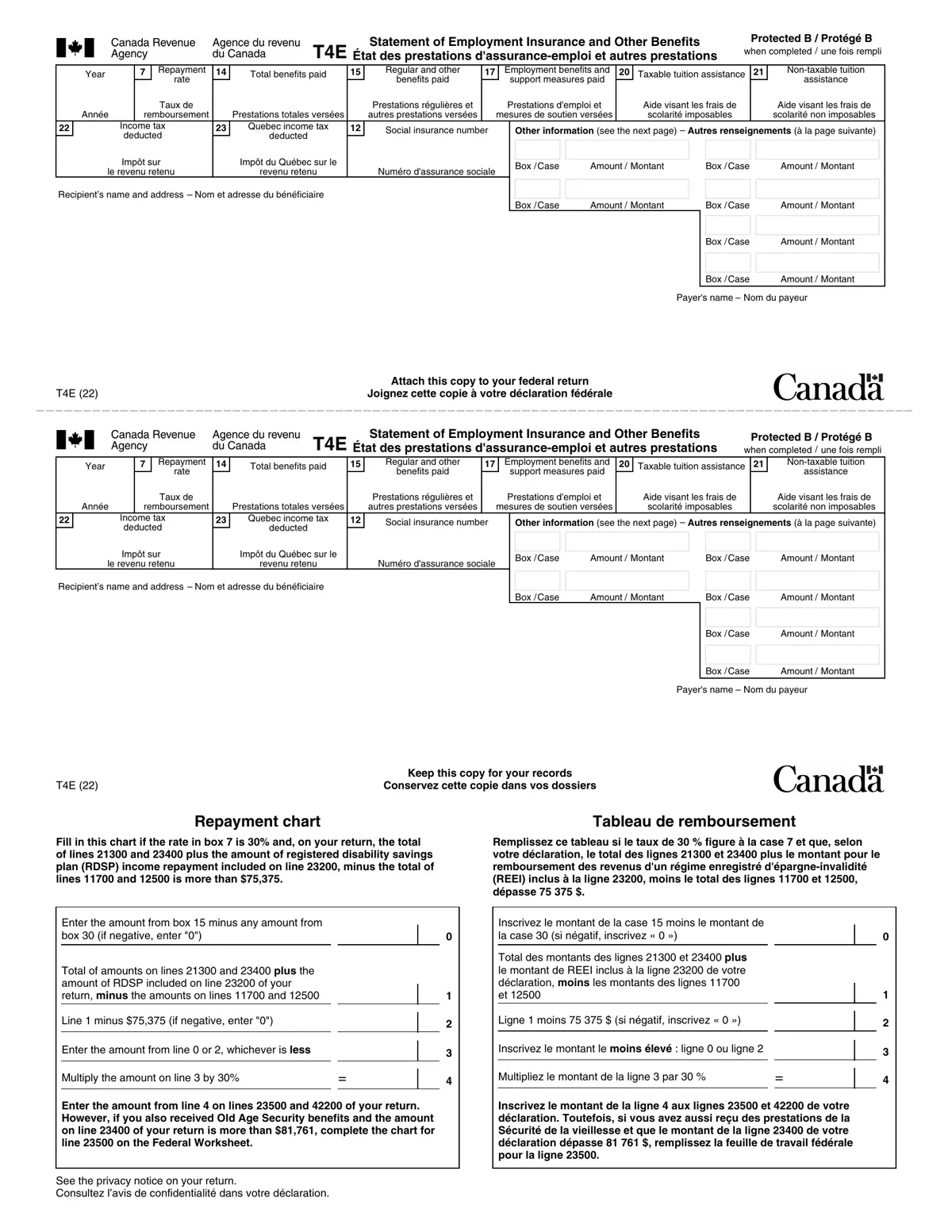 First page of a sample T4E statement